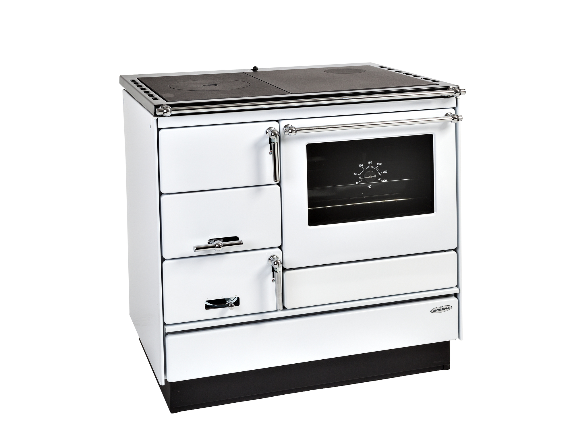 KVS MORAVIA VSP 9103 sporák na tuhá paliva 8,4kW, s troubou, levý, bílá/chrom