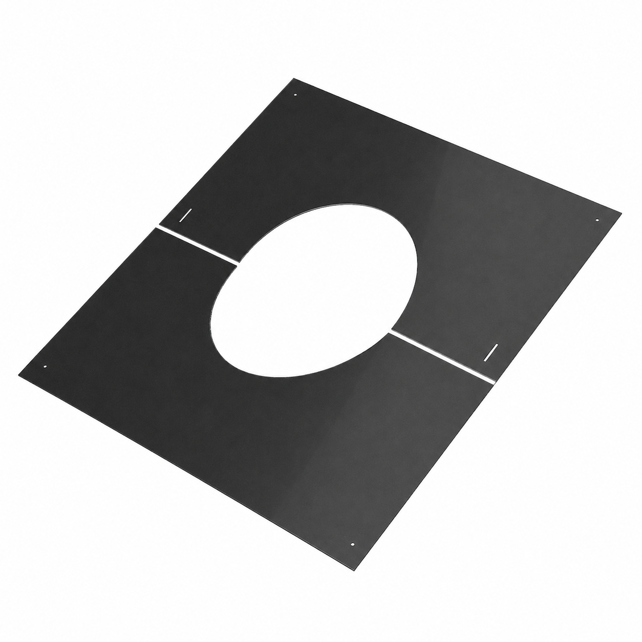 Dvojdílný krycí plech 450x450 mm  0° černý pro komín 150-30mm